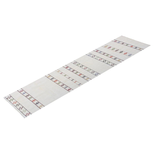 Handwoven Striped Turkish Kilim Runner Rug 73x275 cm (2'4" x 9')