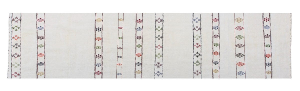 Handwoven Striped Turkish Kilim Runner Rug 73x275 cm (2'4" x 9')
