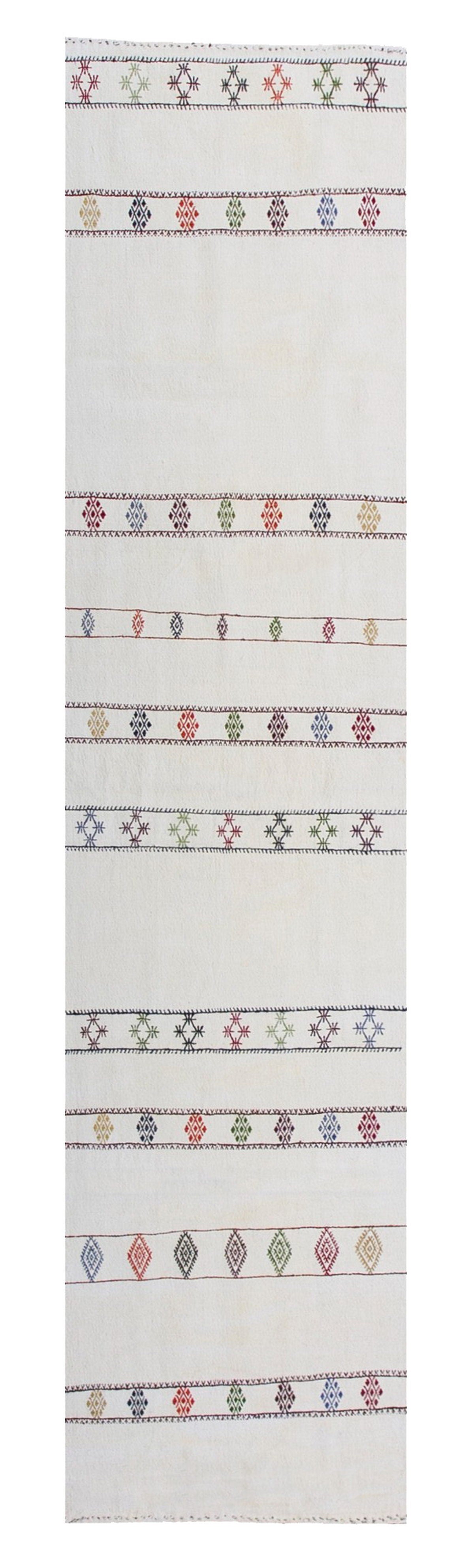Handwoven Striped Turkish Kilim Runner Rug 73x275 cm (2'4" x 9')