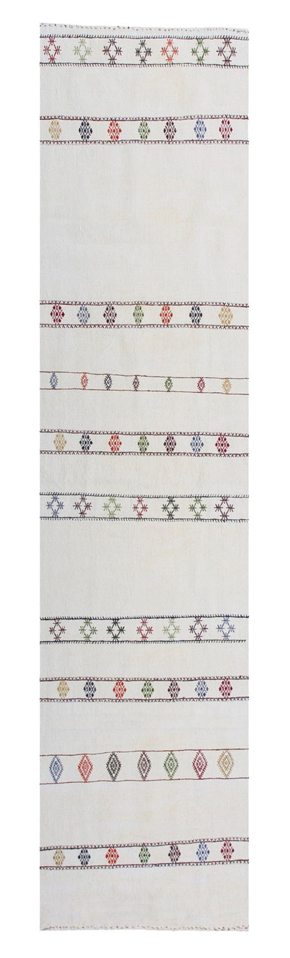 Handwoven Striped Turkish Kilim Runner Rug 73x275 cm (2'4" x 9')