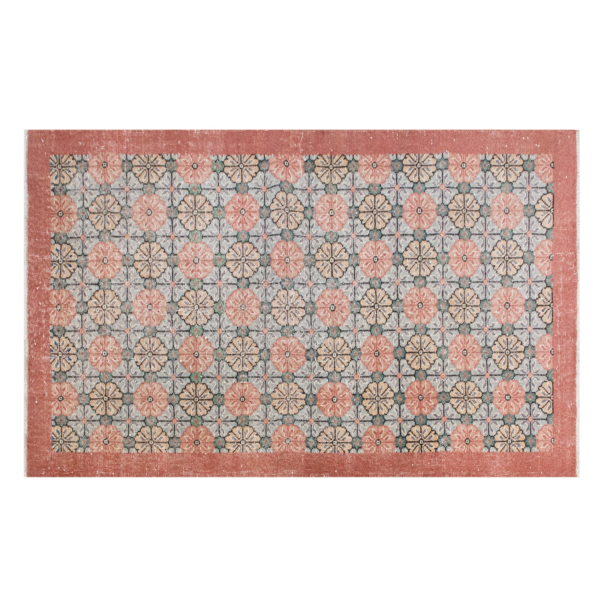 Handwoven Vintage Oushak Rug | 4.1 x 6.8 ft