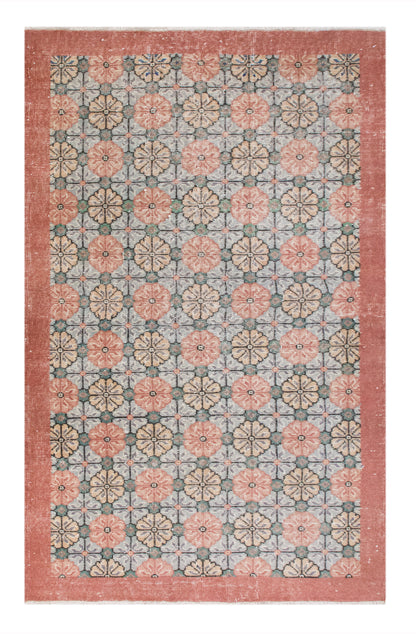 Handwoven Vintage Oushak Rug | 4.1 x 6.8 ft