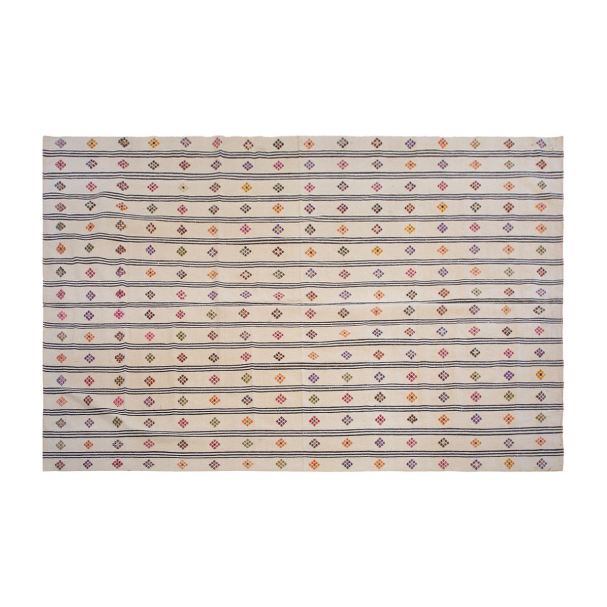 Handwoven Vintage Turkish Kilim 207x345 cm (6'9" x 11'4")