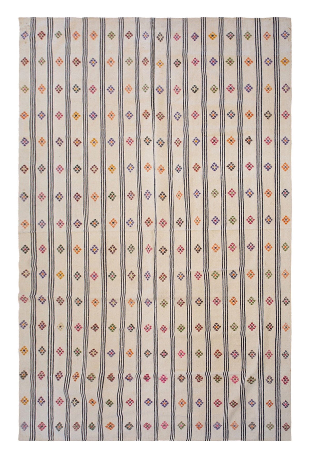 Handwoven Vintage Turkish Kilim 207x345 cm (6'9" x 11'4")