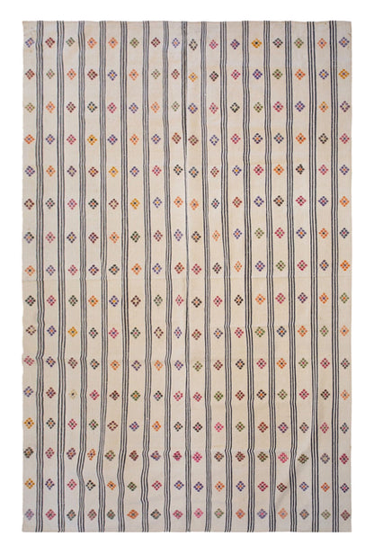 Handwoven Vintage Turkish Kilim 207x345 cm (6'9" x 11'4")