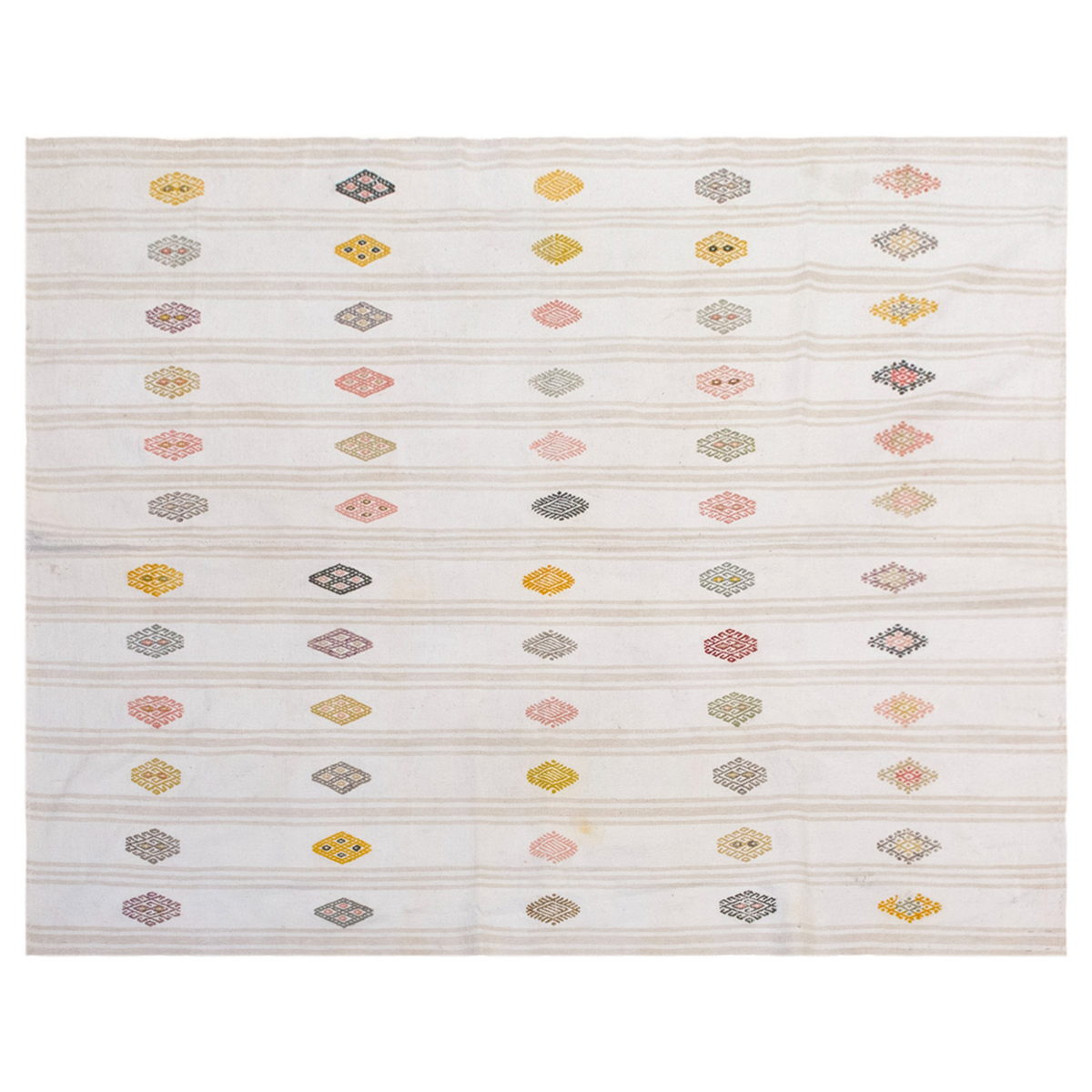Handwoven Vintage Turkish Kilim Rug 186x234 cm (2'10" x 7'8" feet)