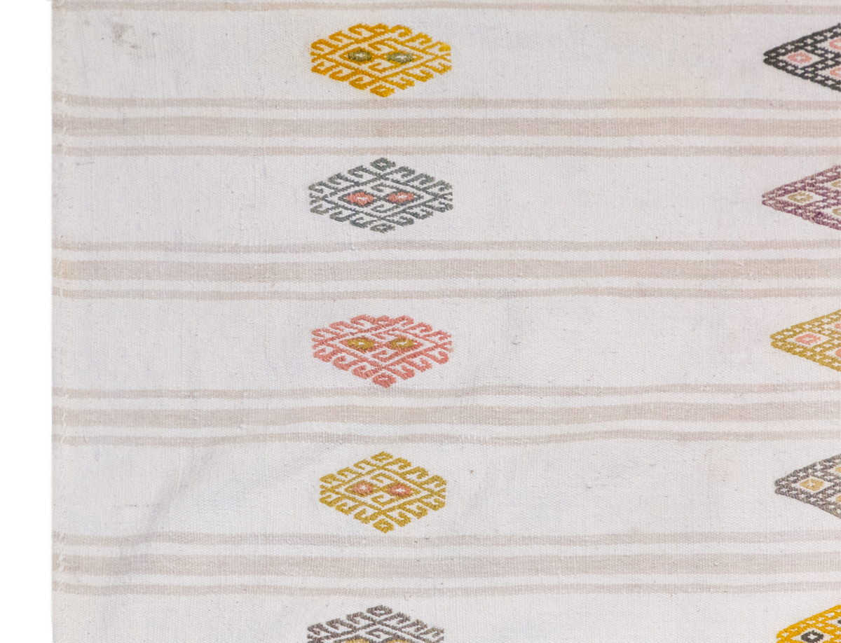 Handwoven Vintage Turkish Kilim Rug 186x234 cm (2'10" x 7'8" feet)