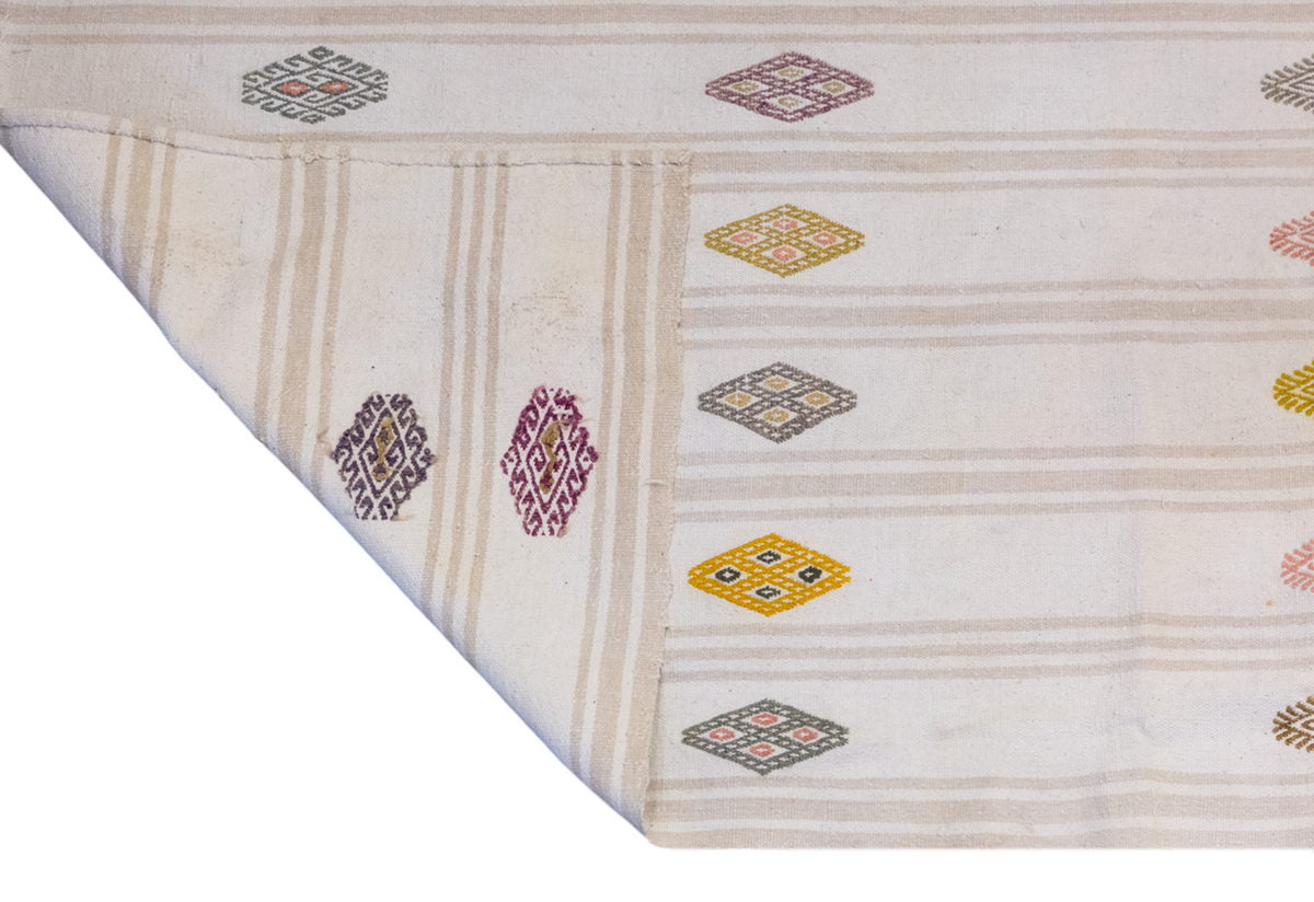 Handwoven Vintage Turkish Kilim Rug 186x234 cm (2'10" x 7'8" feet)