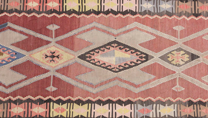 Handwoven Vintage Turkish Kilimrunner, 3.4 x 10.9 ft, 102 x 330 cm