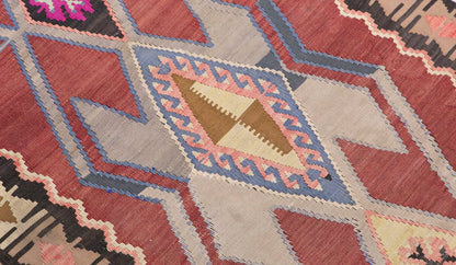 Handwoven Vintage Turkish Kilimrunner, 3.4 x 10.9 ft, 102 x 330 cm