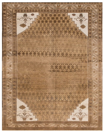 Handwoven Vintage Turkish Oushak Rug 221x277 cm (7'3" x 9'1" feet)