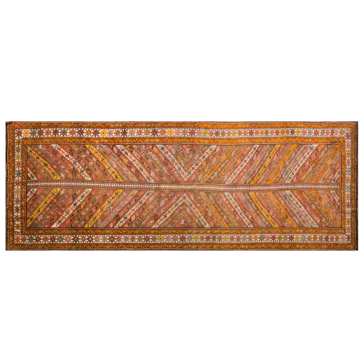 Handwoven Vintage Turkish Oushak Runner 140x390 cm (4.5 x 12.8 feet)