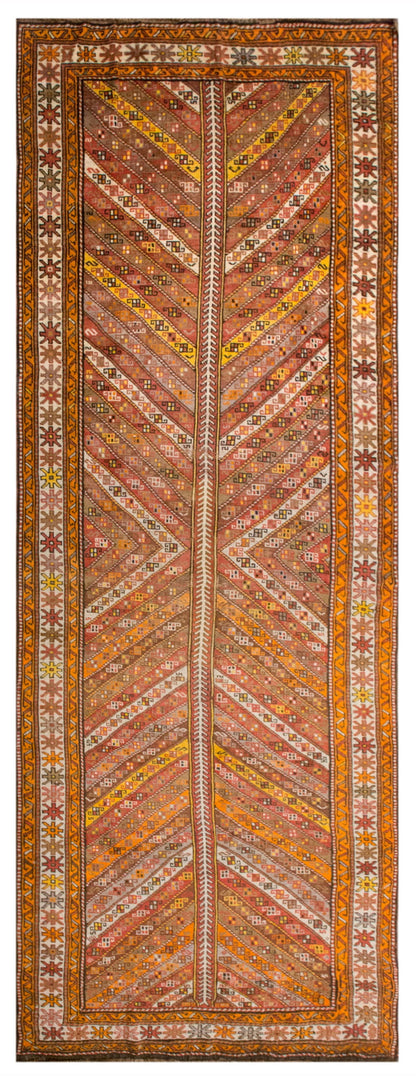 Handwoven Vintage Turkish Oushak Runner 140x390 cm (4.5 x 12.8 feet)