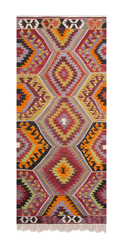 Handwoven Vintage Wool Runner, 2.8 x 8.7 ft, 82 x 264 cm