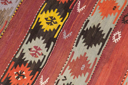 handwoven wool kilim, 2.7 x 11.10 ft kilim, 79 x 363 cm