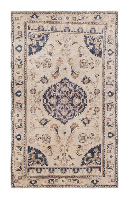 Handwoven Wool on Wool, 5'0" x 8'0" feet (151 x 245 cm)