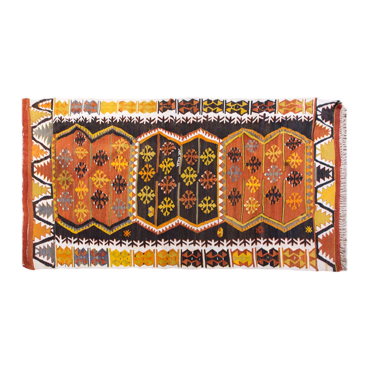 intage Turkish Kilim, 3.6 x 6.4 ft Rug, 108 x 195 cm
