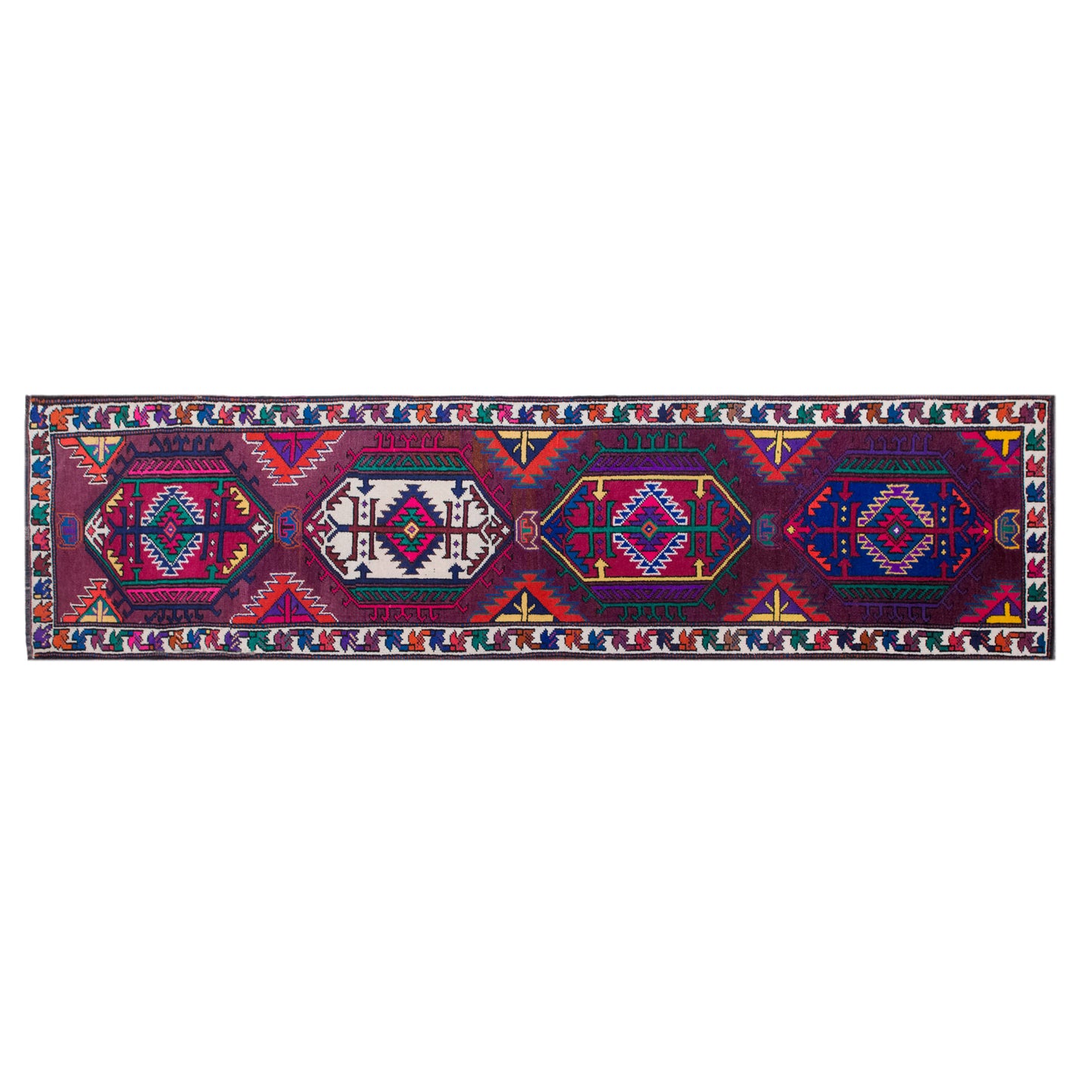 Kurdish Herki Runner Rug | 91x340 cm (3x11.2 ft)