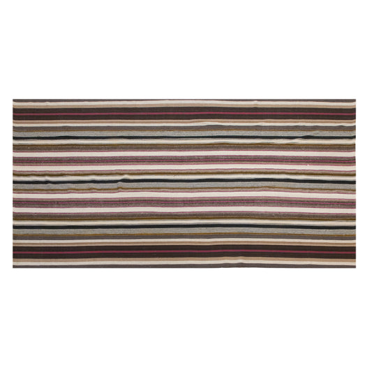 Large Minimalist Vintage Turkish Kilim Rug 190x400 cm (6.2x13.1 ft)