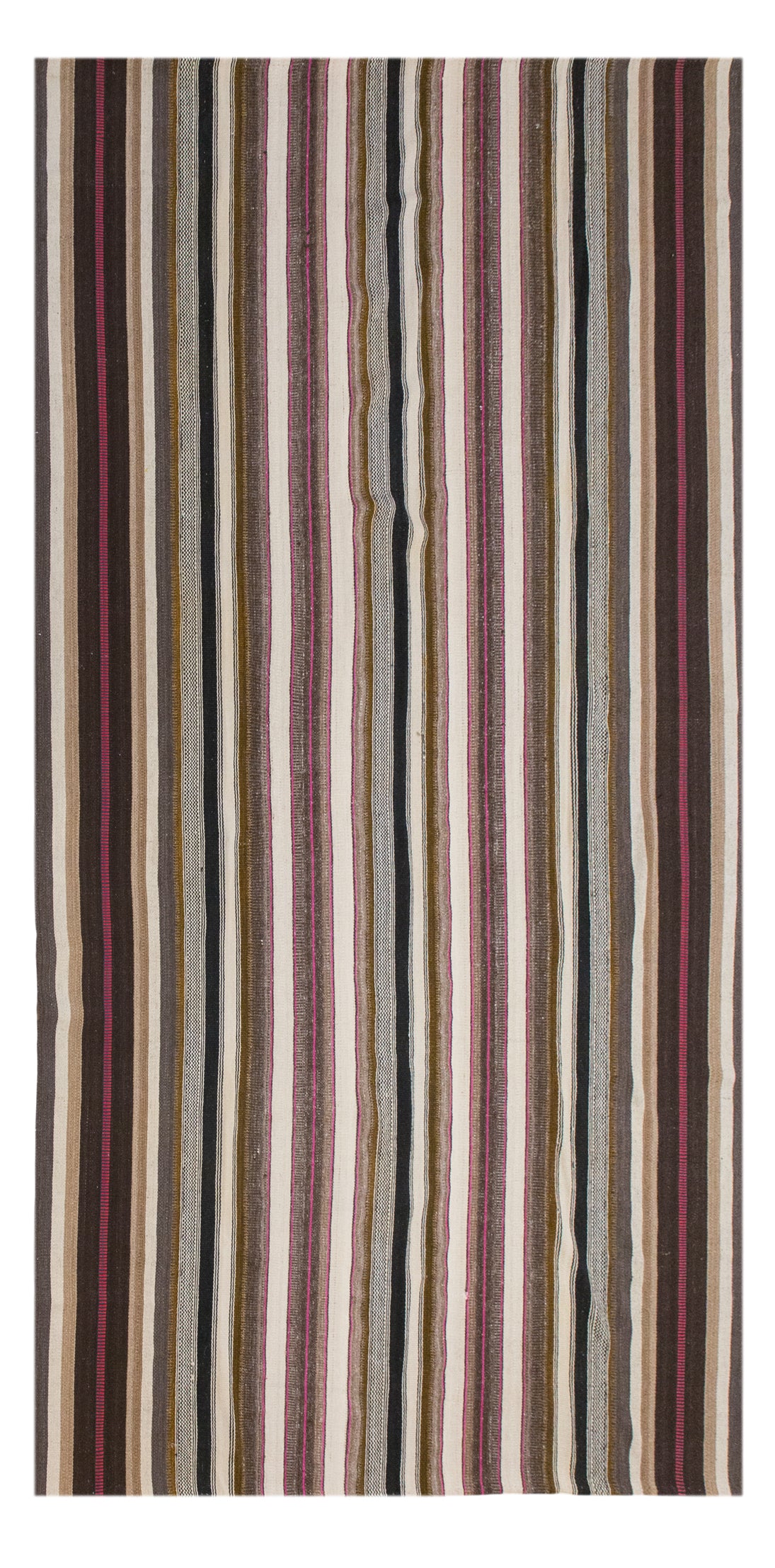 Large Minimalist Vintage Turkish Kilim Rug 190x400 cm (6.2x13.1 ft)