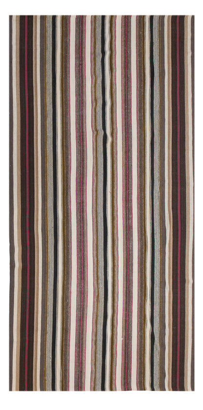 Large Minimalist Vintage Turkish Kilim Rug 190x400 cm (6.2x13.1 ft)