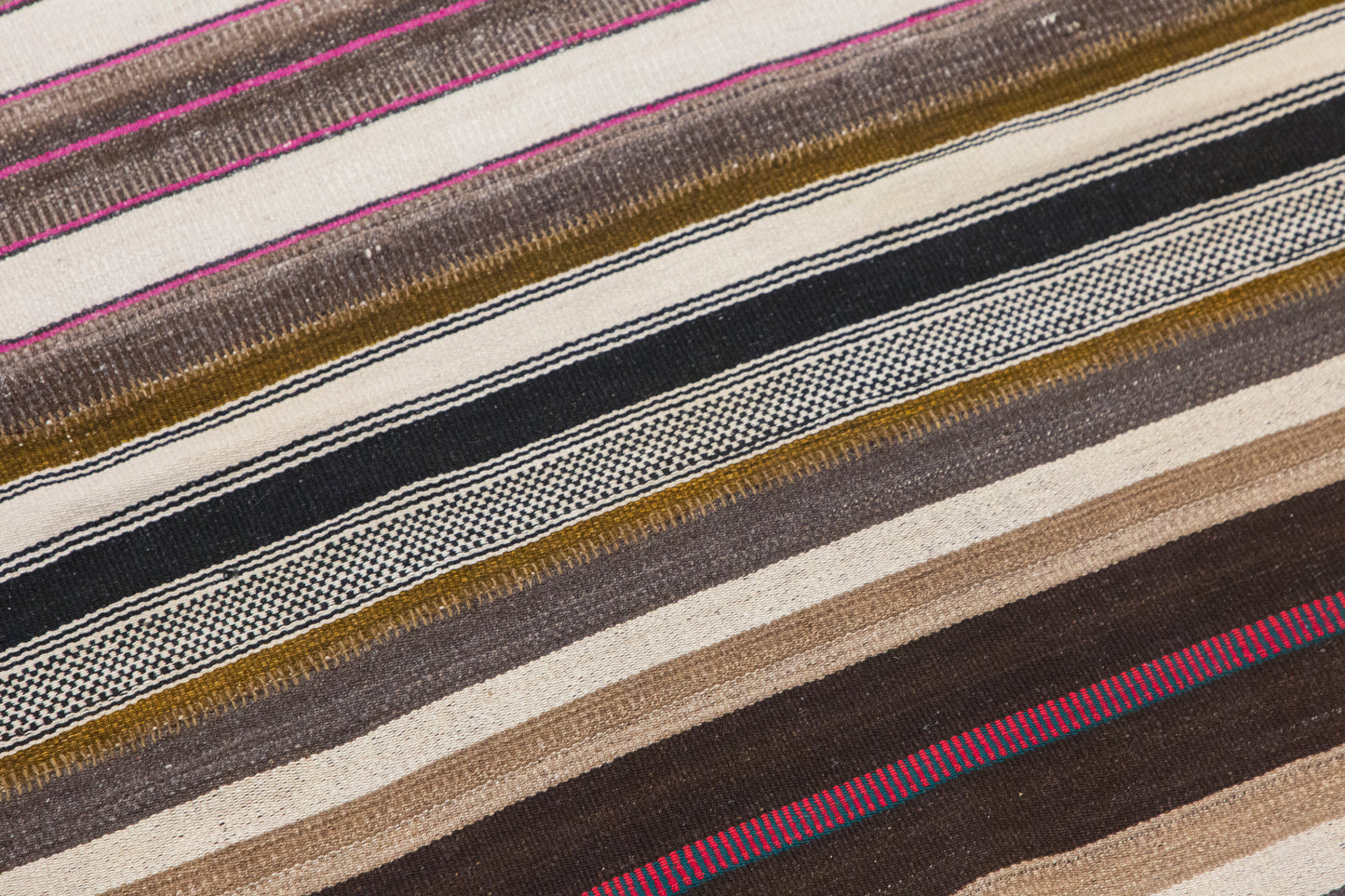 Large Minimalist Vintage Turkish Kilim Rug 190x400 cm (6.2x13.1 ft)