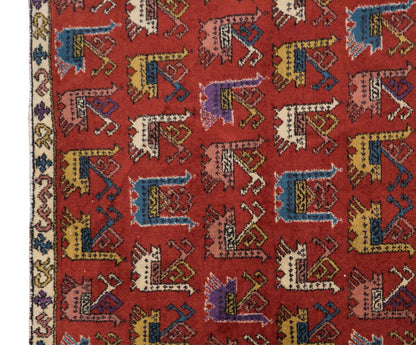 Large Turkish Wool Area Rug 5'2" x 8'2" | Vintage Carpet with Traditional Anatolian Anka Bird Motifs