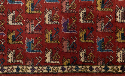 Large Turkish Wool Area Rug 5'2" x 8'2" | Vintage Carpet with Traditional Anatolian Anka Bird Motifs