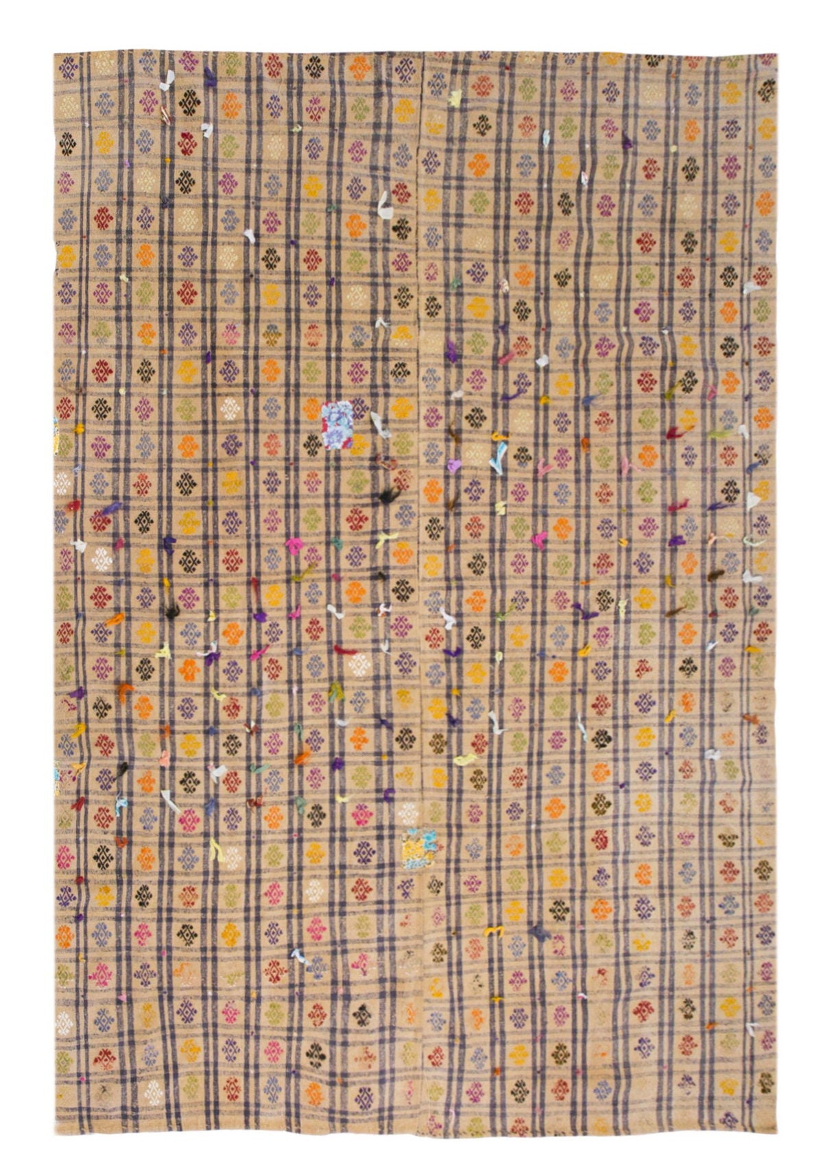 Large Vintage Striped Kilim Rug – 213 x 305 cm | 7' x 10'