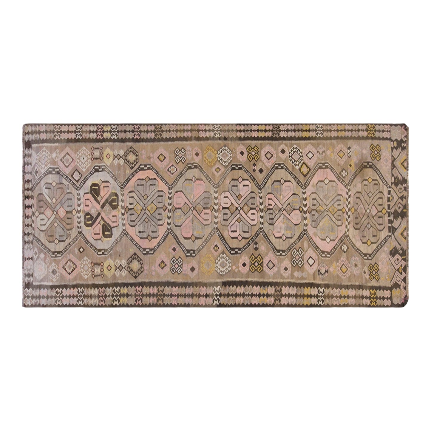 Large Vintage Turkish Kars Kilim – 150 x 360 cm (4.9 x 11.8 ft)