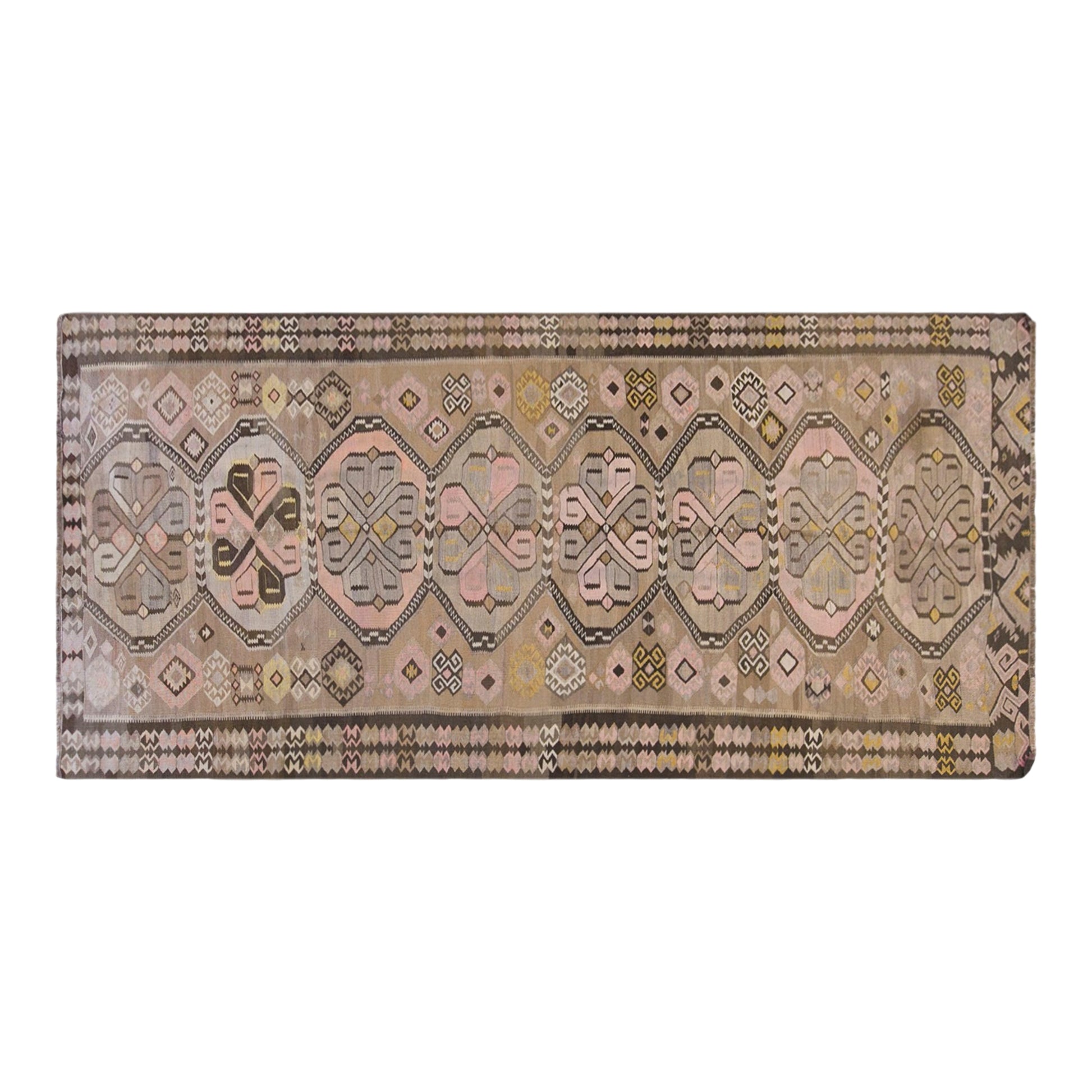 Large Vintage Turkish Kars Kilim – 150 x 360 cm (4.9 x 11.8 ft)