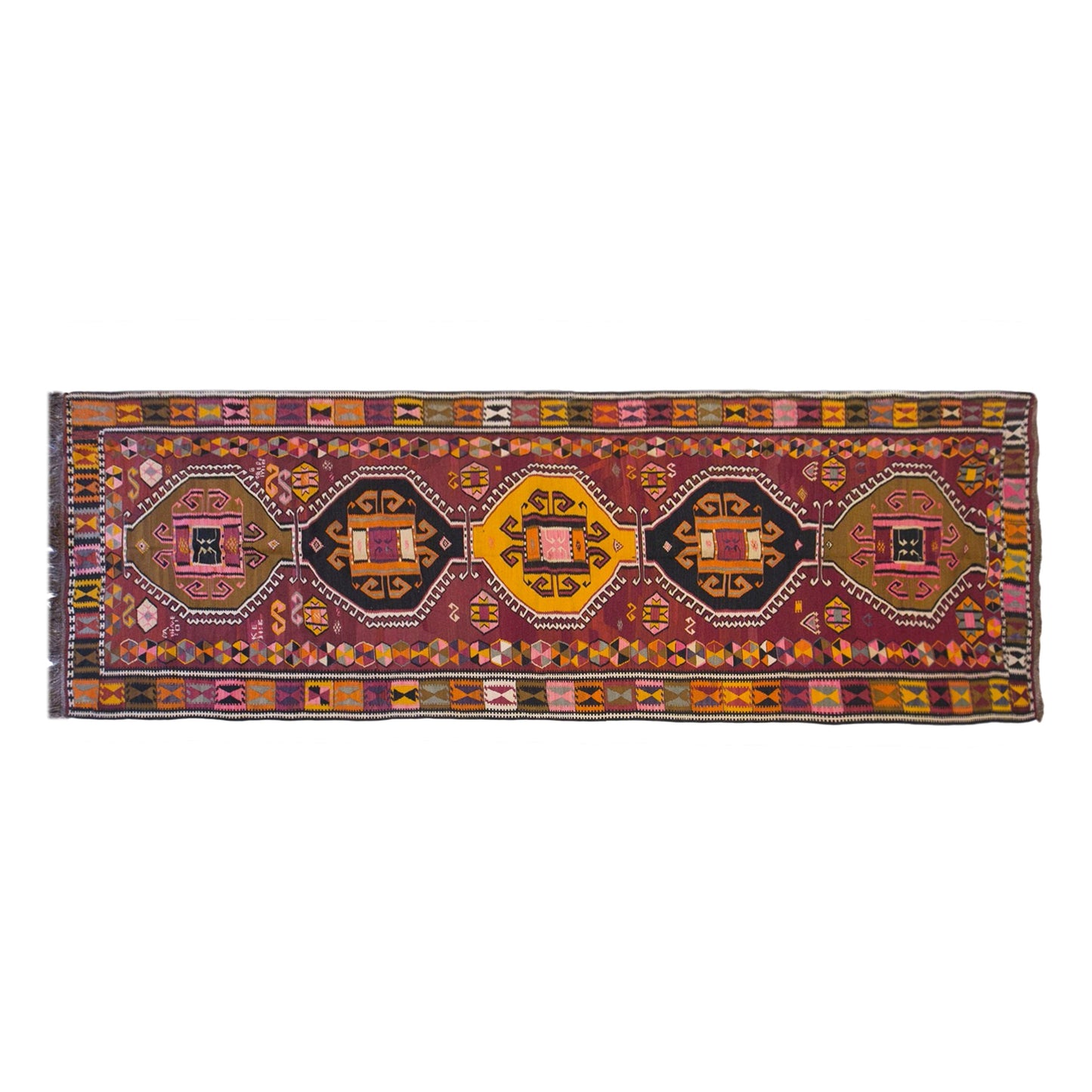 Large Vintage Turkish Kars Kilim – 157 x 475 cm (5.2 x 15.6 ft)