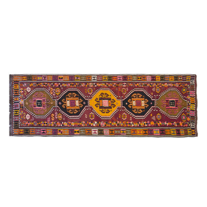 Large Vintage Turkish Kars Kilim – 157 x 475 cm (5.2 x 15.6 ft)