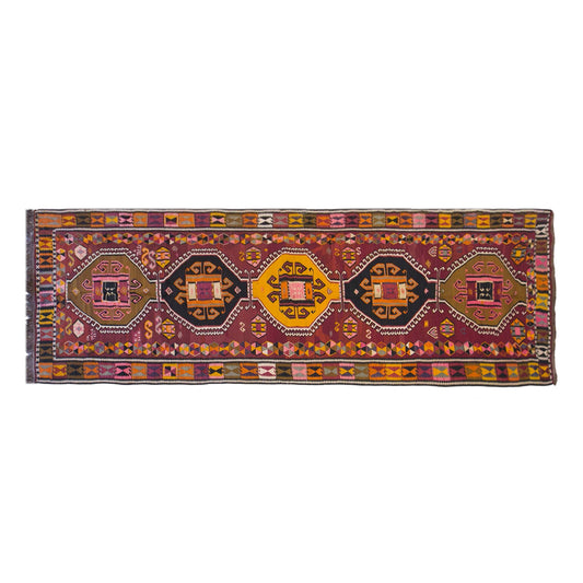 Large Vintage Turkish Kars Kilim – 157 x 475 cm (5.2 x 15.6 ft)