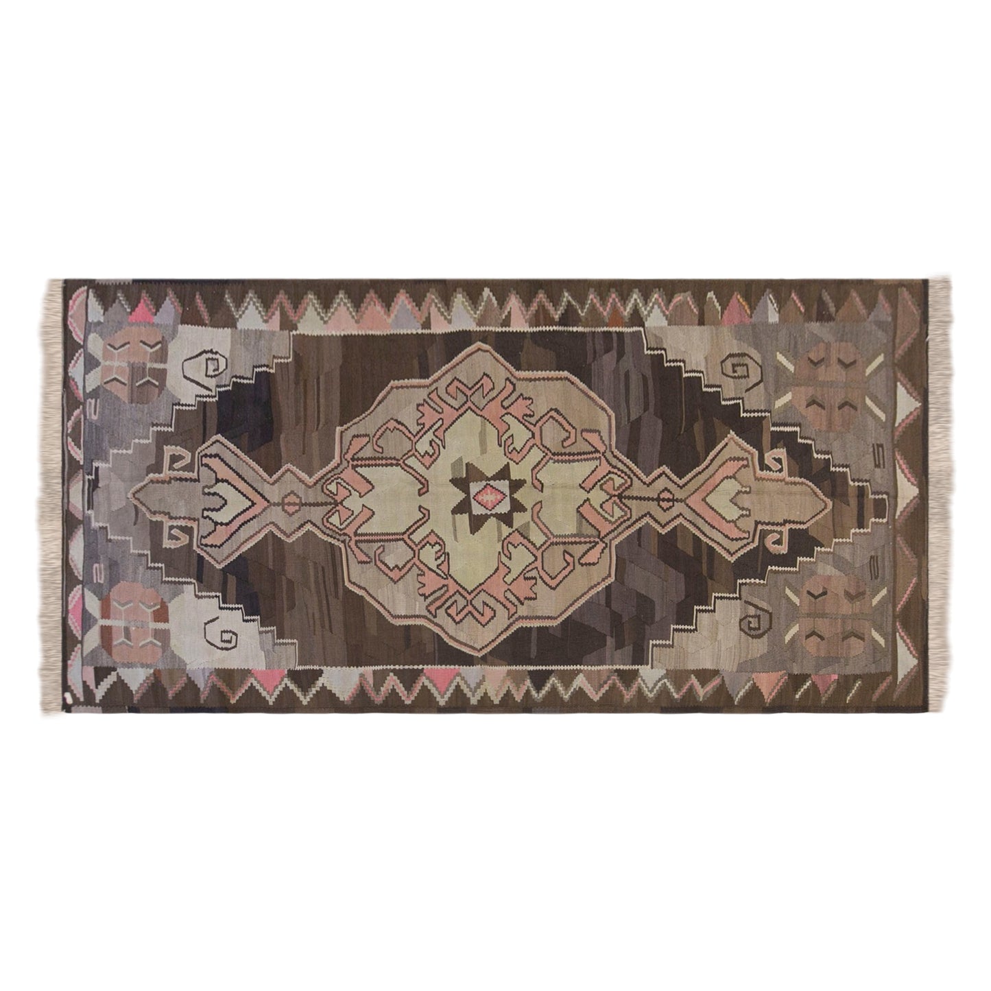 Large Vintage Turkish Kars Kilim – 175 x 355 cm (5.7 x 11.7 ft)