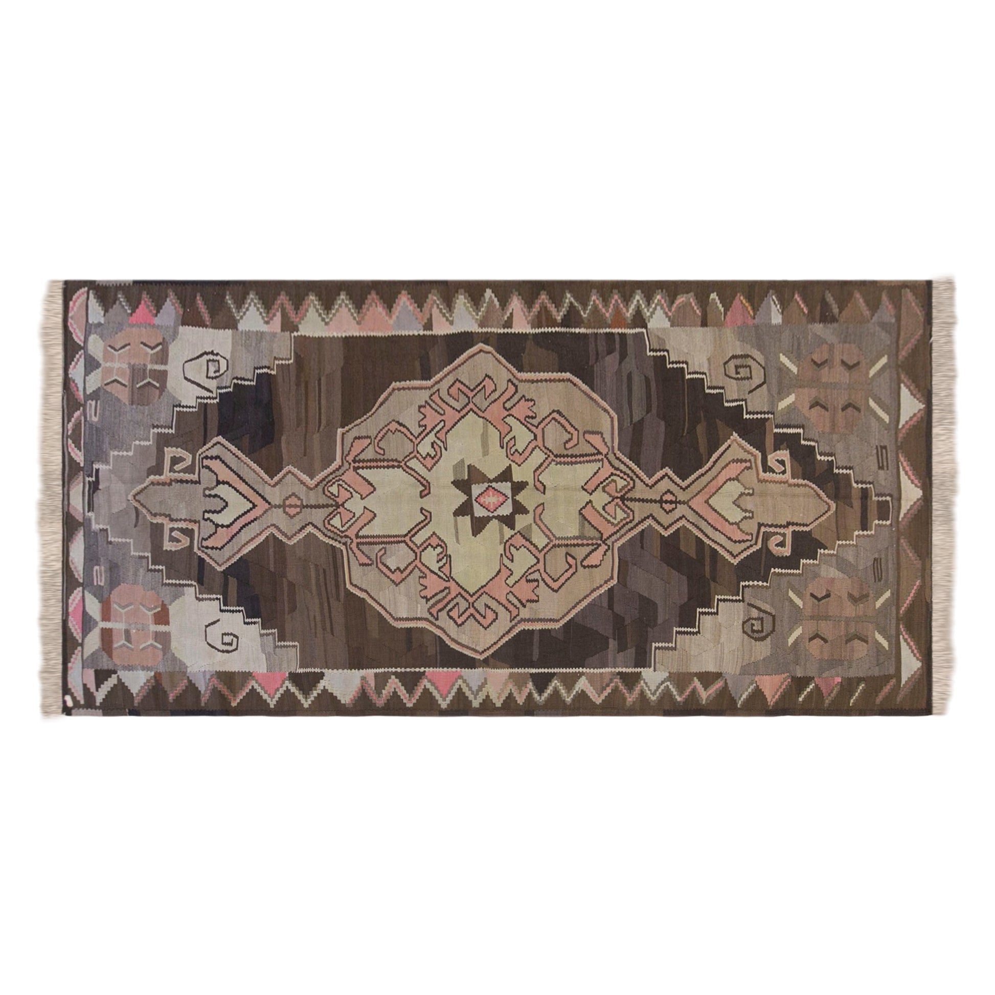 Large Vintage Turkish Kars Kilim – 175 x 355 cm (5.7 x 11.7 ft)