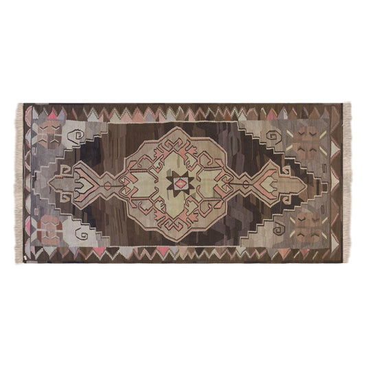 Large Vintage Turkish Kars Kilim – 175 x 355 cm (5.7 x 11.7 ft)