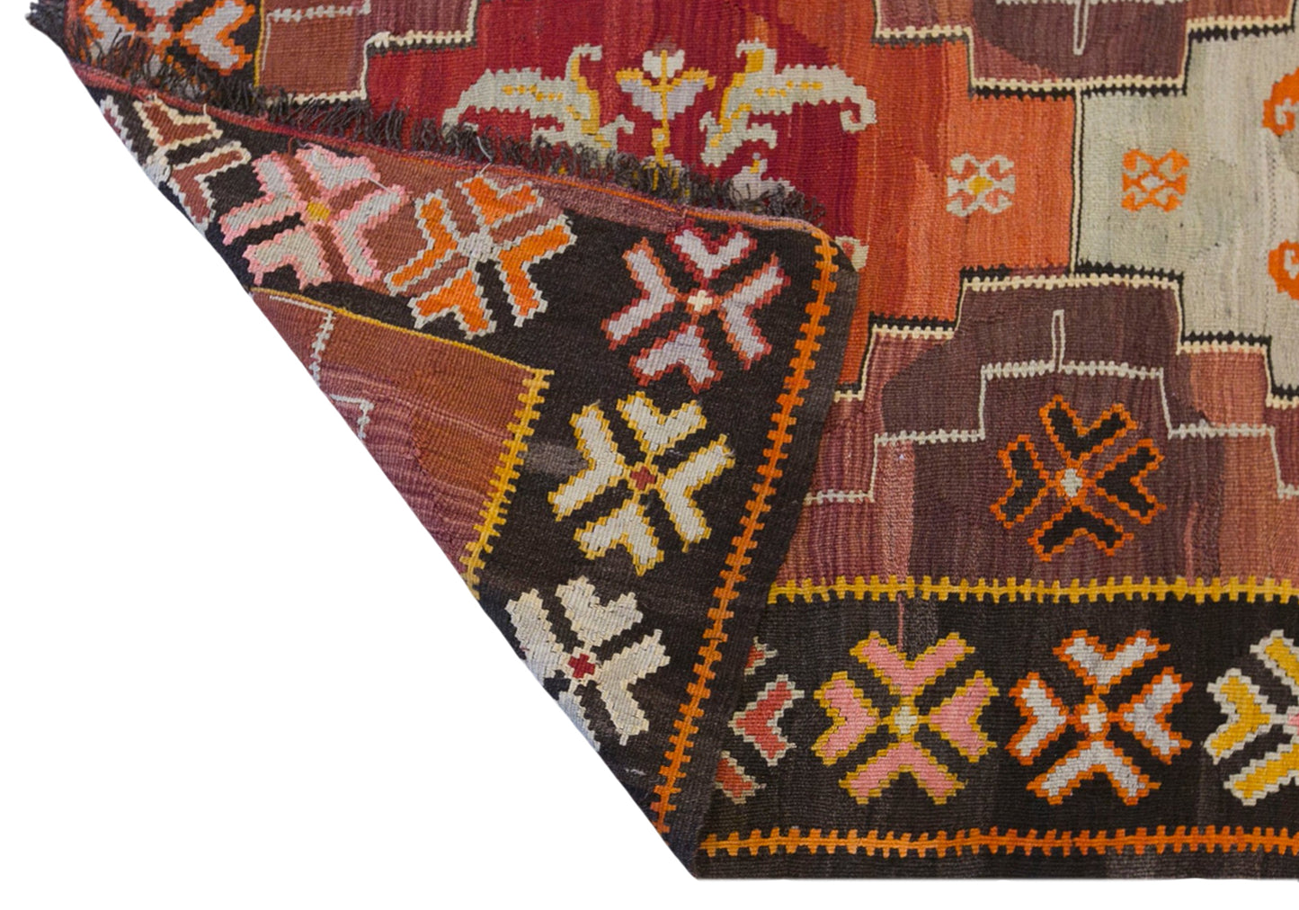 Large Vintage Turkish Kars Kilim – 195 x 425 cm (6.4 x 13.9 ft)