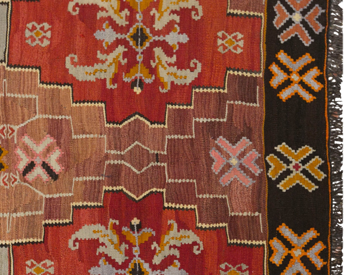 Large Vintage Turkish Kars Kilim – 195 x 425 cm (6.4 x 13.9 ft)