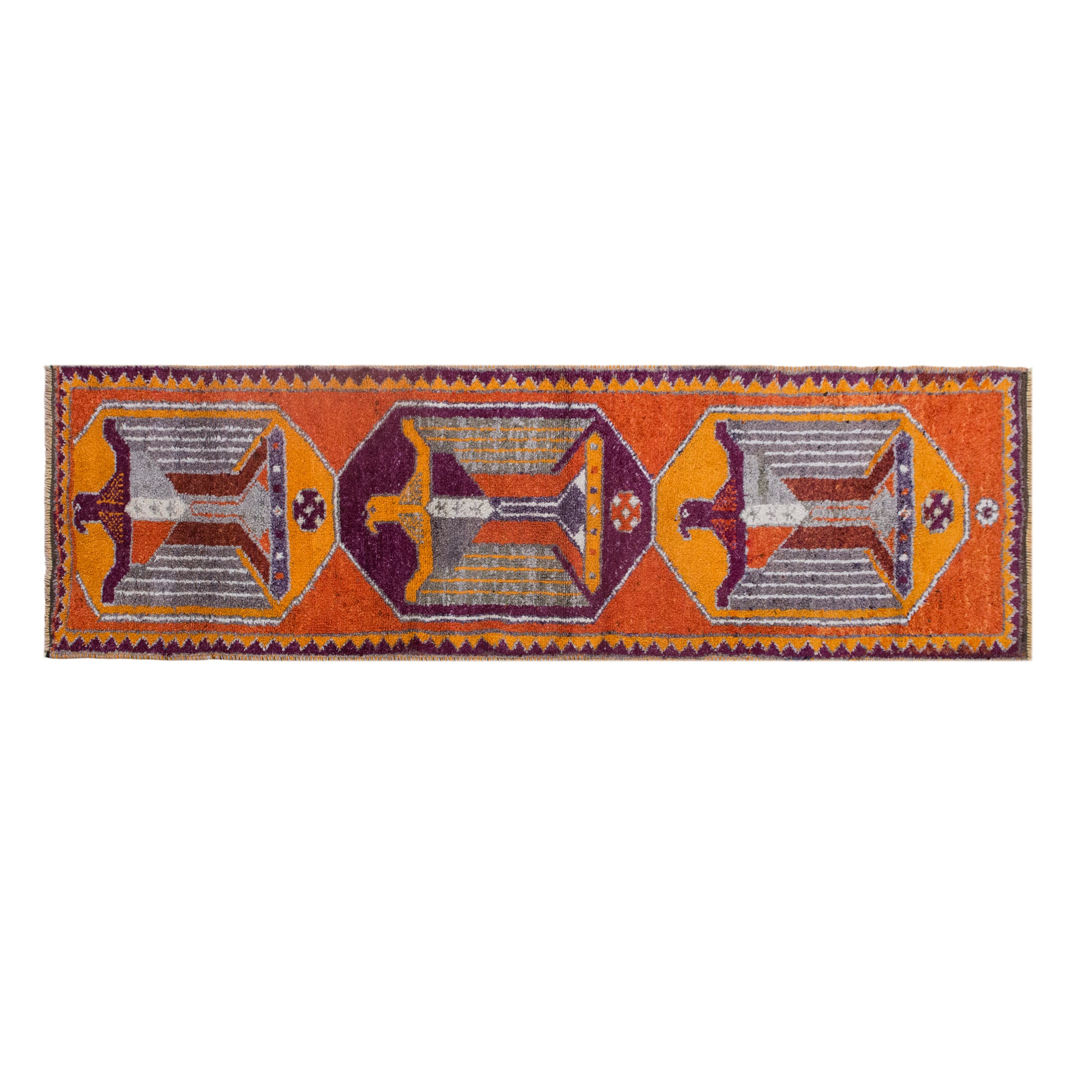 Long Vintage Oushak Runner Rug 106 x 345 cm | 3'6" x 11'4" ft