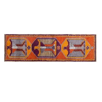 Long Vintage Oushak Runner Rug 106 x 345 cm | 3'6" x 11'4" ft