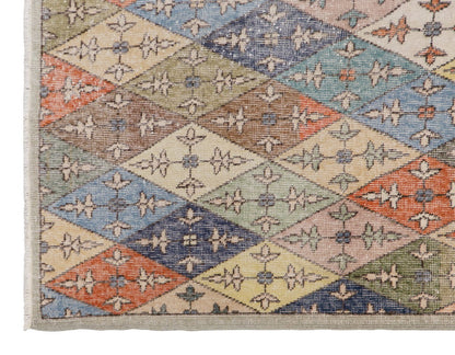 Long Vintage Turkish Rug 4'6" x 9'7" | 138x292 cm Runner • 1960s Hand-Spun Wool Carpet