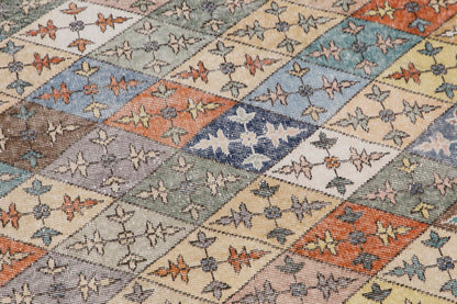 Long Vintage Turkish Rug 4'6" x 9'7" | 138x292 cm Runner • 1960s Hand-Spun Wool Carpet