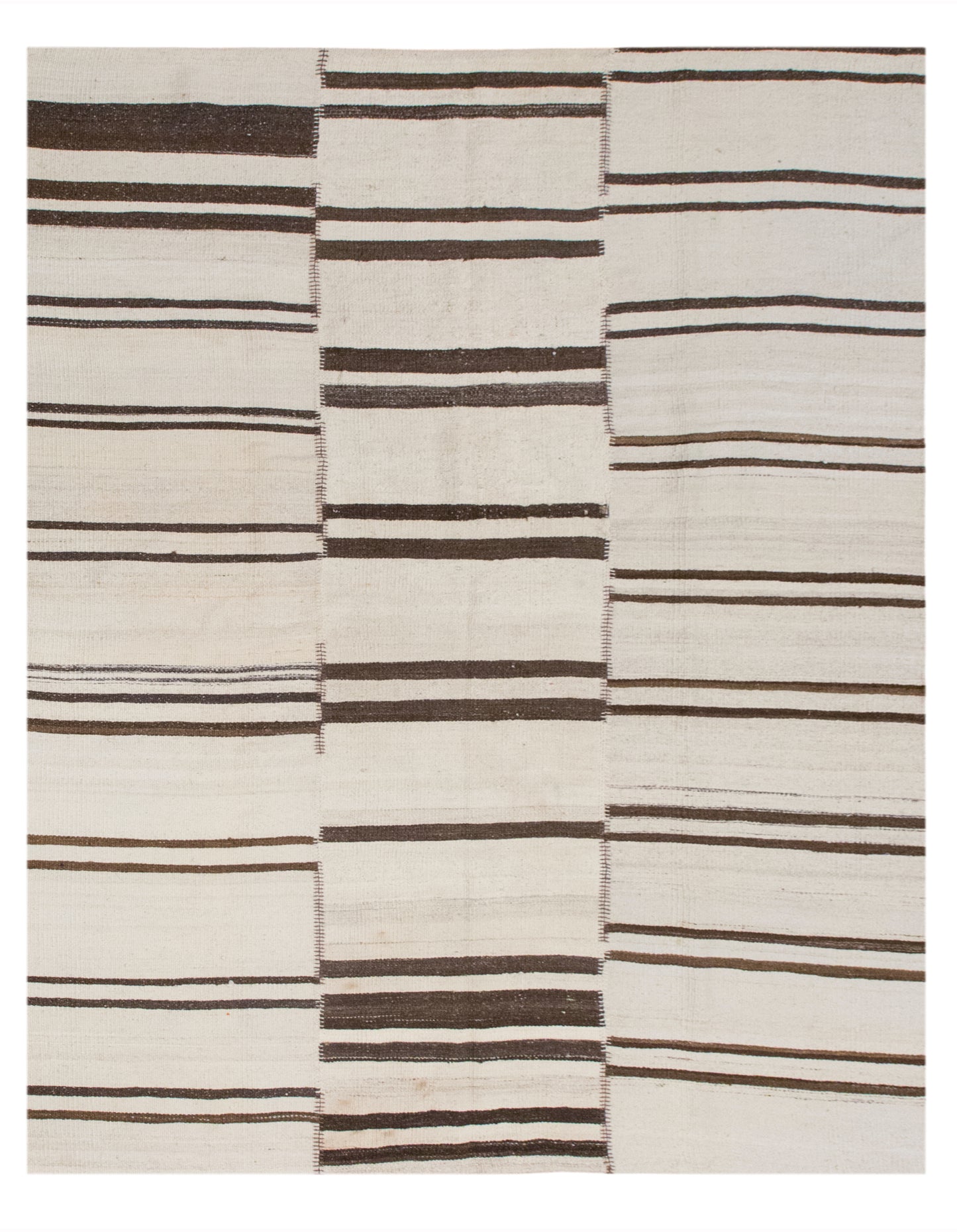 Minimalist Embroidery Light Kilim Rug, 185 × 230 cm (6.1 × 7.5 ft)
