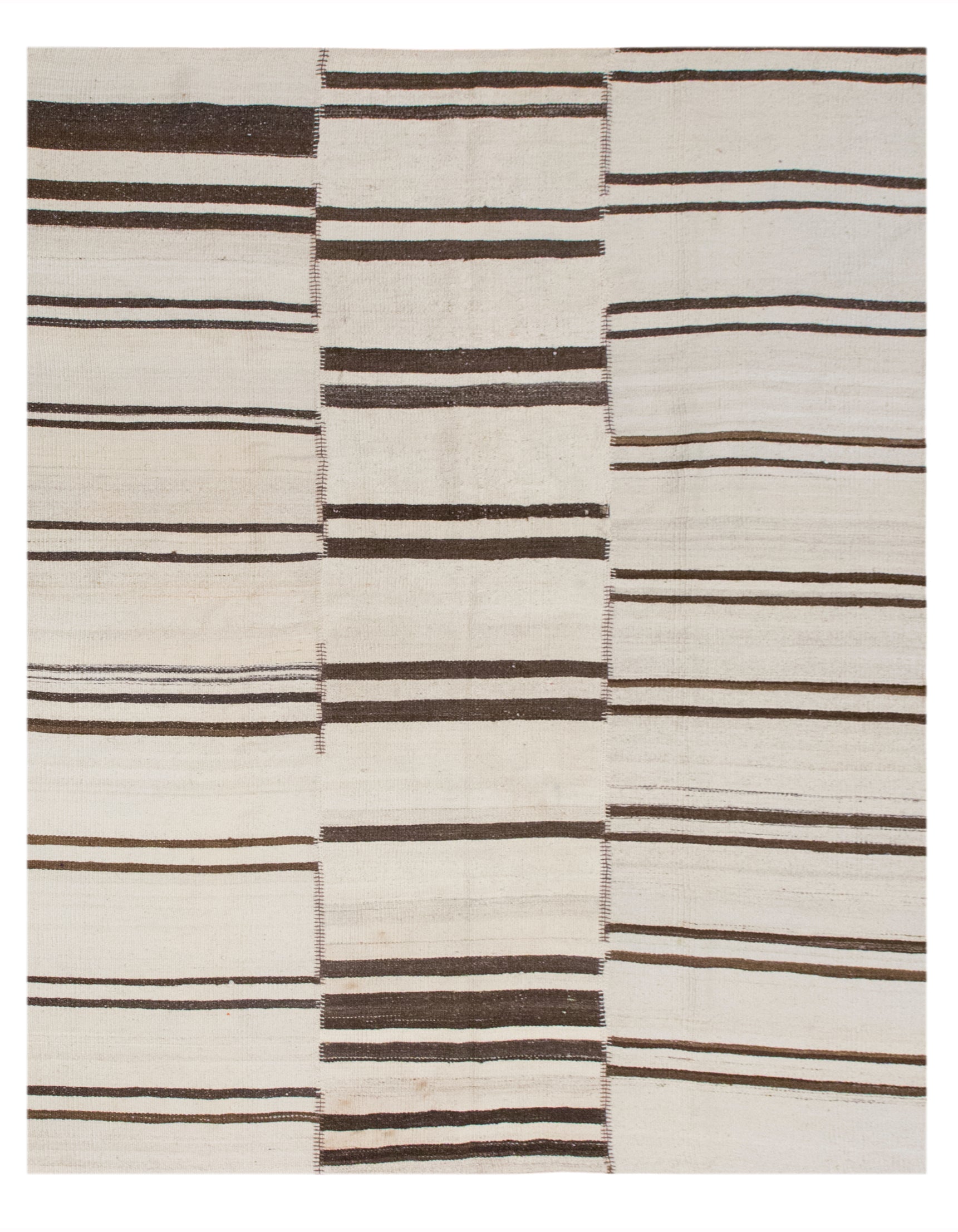 Minimalist Embroidery Light Kilim Rug, 185 × 230 cm (6.1 × 7.5 ft)