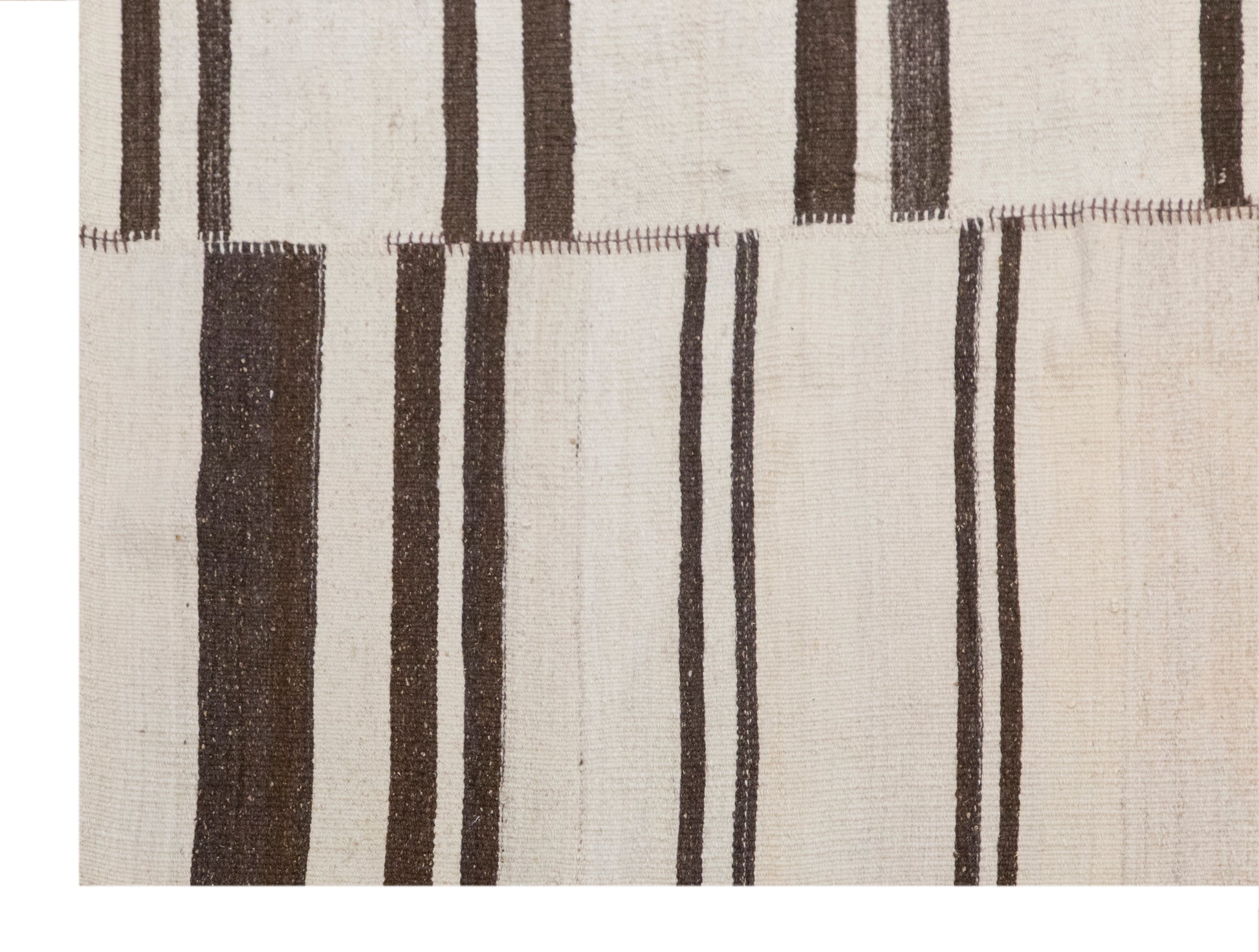 Minimalist Embroidery Light Kilim Rug, 185 × 230 cm (6.1 × 7.5 ft)
