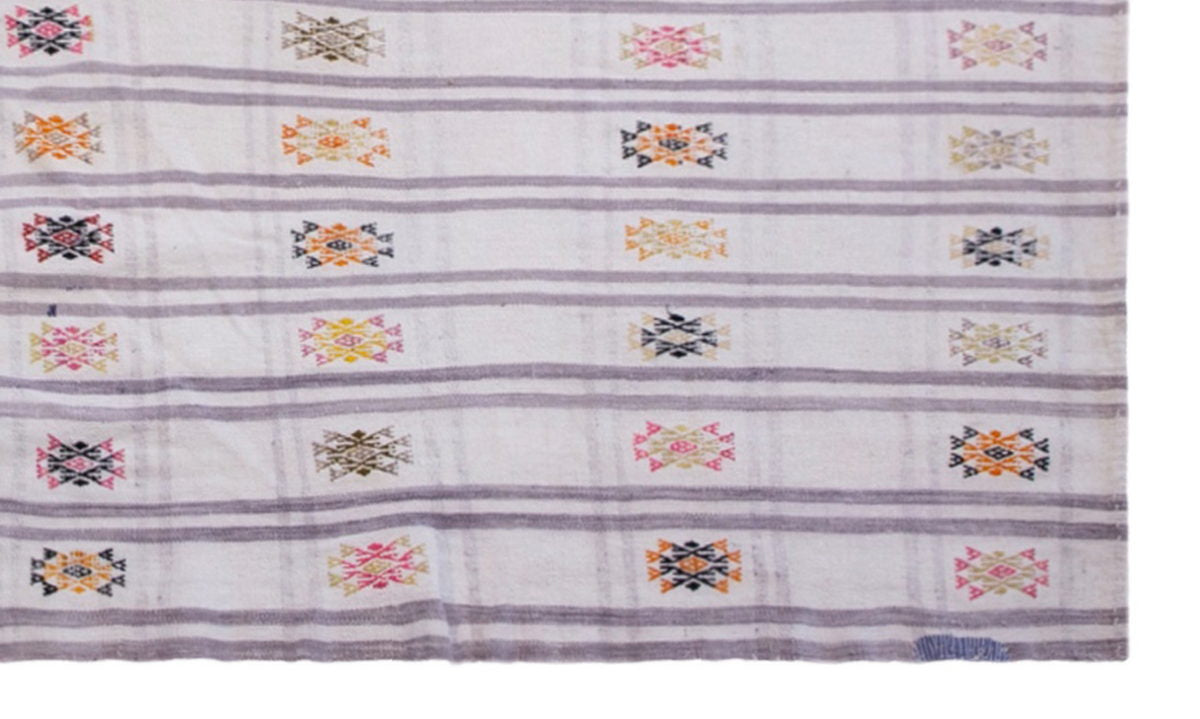 Minimalist Modern Kilim Rug 225x270 cm, 7'5" x 8'10" Feet