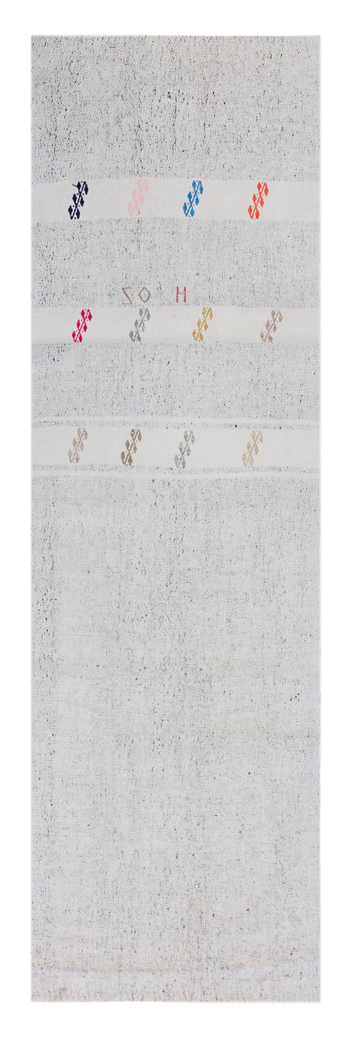 Minimalist Modern Kilim Runner Rug, 78 x 228 cm, 2'7" x 7'6"