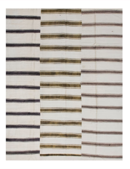 Minimalist Striped Goat Hair, 7.2x9.2 ft