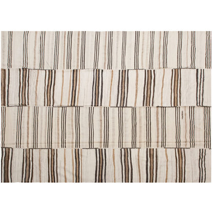 Minimalist Striped Turkish Kilim Rug 290 x 370 cm (9'6" x 12'1" )
